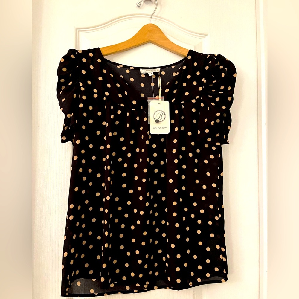 Black with tan polka dots blouse